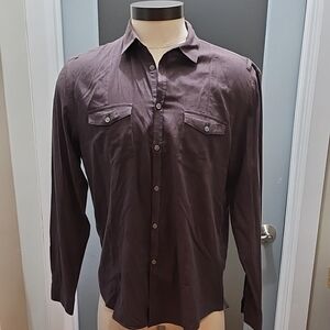 John Varvatos Men's Casual Button-Down Shirt - Deep Brown